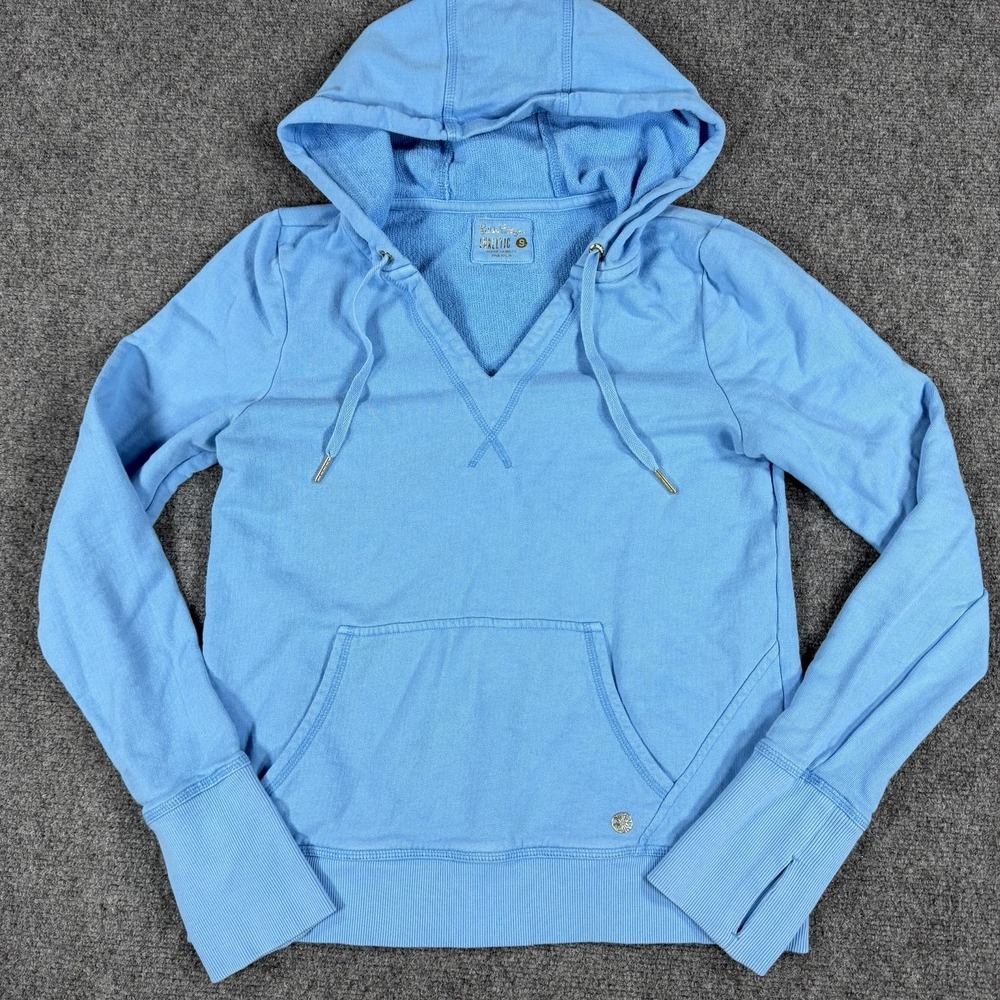 Lilly‎ Pulitzer Luxletic Carrie Hoodie Small Blue Pullover V Neck Cotton Read